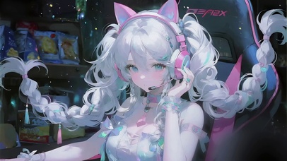 电竞双麻花辫少女