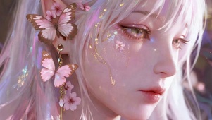 戴着蝴蝶环女孩