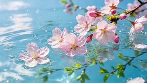 清新樱花水面唯美风景