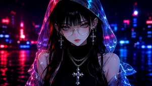 霓虹赛博朋克酷飒美少女