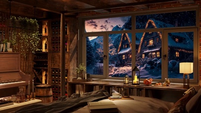 治愈舒适窗外雪景