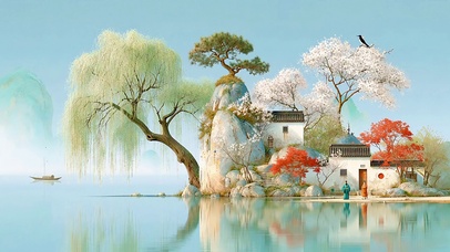 国风 世外湖上闲居