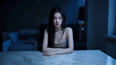 静谧夜境中少女