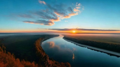 唯美夕阳小河4K