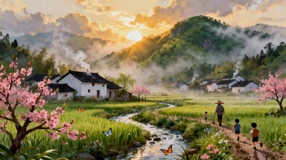 清晨的乡村溪水