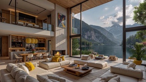 傍晚别墅湖山居