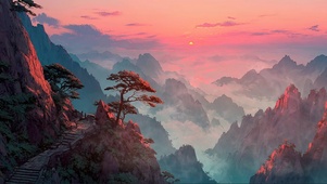 落日群峰