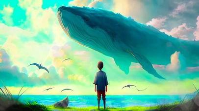 治愈插画天空鲲