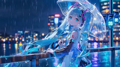 赛博雨天miku