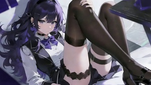 黑丝制服长发美女