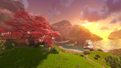 夕阳花落山水间