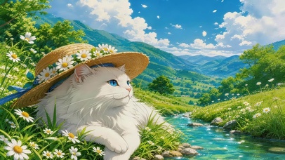 河流边的猫咪
