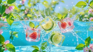 水波里的果味冰立方