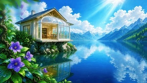 清透唯美湖光小屋