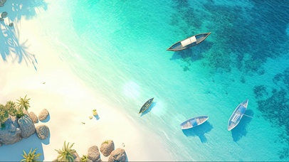 俯瞰清新海岸小船