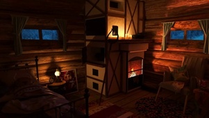 在舒适的冬季小屋中沉睡