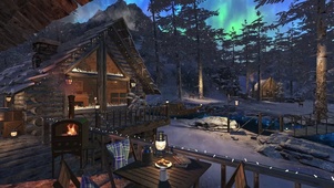 冬季雪中小屋