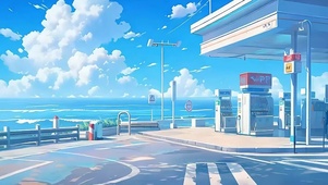 海景加油站带鱼屏