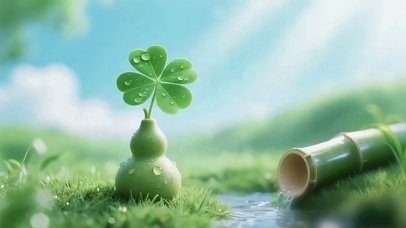 治愈水声福禄幸运四叶草