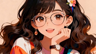 长发戴眼镜女孩