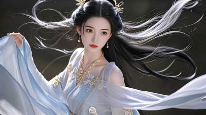 长发飘逸古风汉服美女