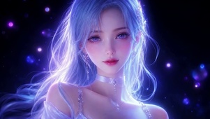 梦幻蓝发氛围感绝美少女