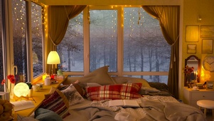 温馨的雪天卧室
