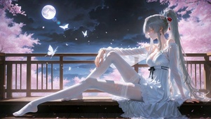 月下樱花白丝女神绯雪