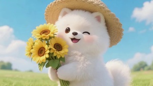 可爱的向日葵狗狗