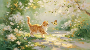 抓蝴蝶的猫咪