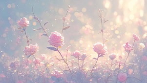 阳光清新粉色花海