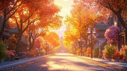 秋日宁静无人街景