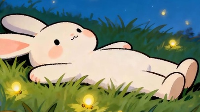 夜景兔子带鱼屏
