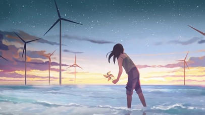 海边风车少女