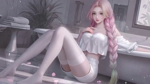 浴室白丝少女