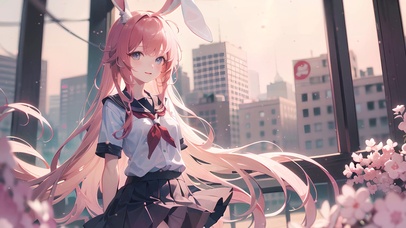 粉发兔耳少女