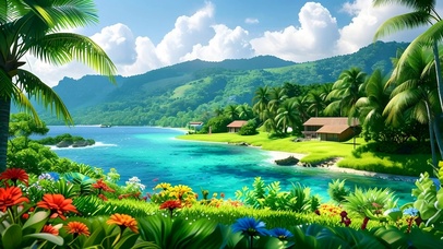 清新治愈海边护眼美景