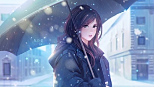冬天街道女孩
