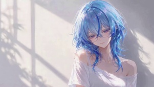 清新蓝发美少女莫宁
