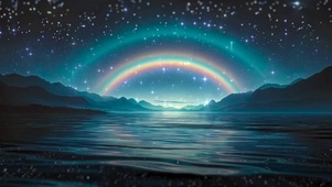彩虹星空湖面