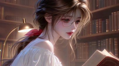 暖光书房知性美少女