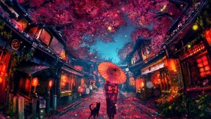 樱花下的和服女孩