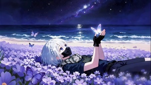 躺花海的麦晓雯