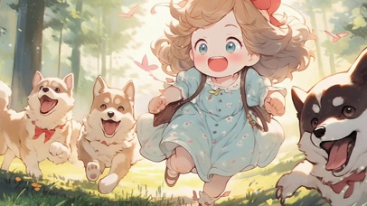 女孩和她的玩伴狗狗