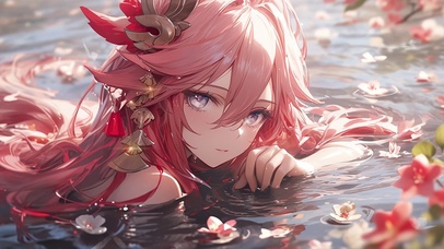 八重神子-落水樱花