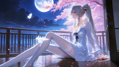 月下樱花银发美少女绯雪