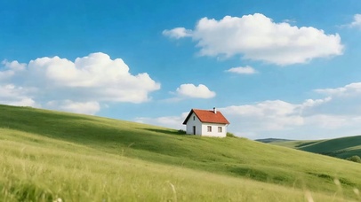 白云树木小屋