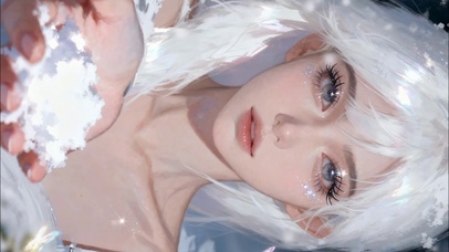 雪光白发少女