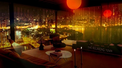 夜雨舒适的起居室