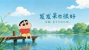河边发呆的蜡笔小新